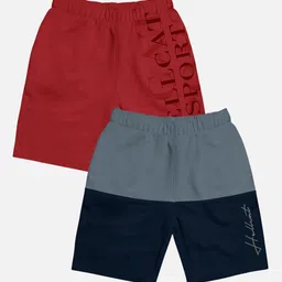 HELLCAT Boys Pack Of 2 Typography Printed Mid-Rise Cotton Shorts-picture-41