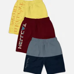 HELLCAT Boys Pack Of 3 Typography Printed Cotton Shorts-picture-42