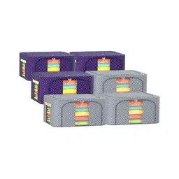 Kuber Industries Blue & Grey 6 Pieces Printed Drawer Organisers-33