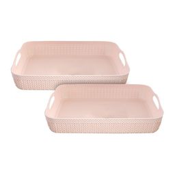 Kuber Industries Set Of 2 Pink Solid Storage Basket Organisers-100