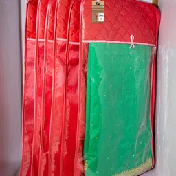 atorakushon Set Of 6 Maroon Solid Non-Woven Saree Organisers-31