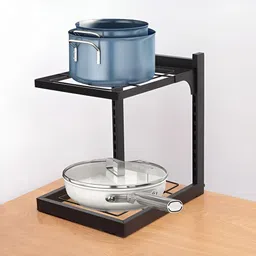 The Better Home Black 2 Layer Buckle Type Pot Rack Organiser-31