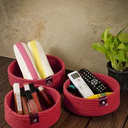 FABINALIV Red 3-Pieces Textured Multi-Utility Organisers-11