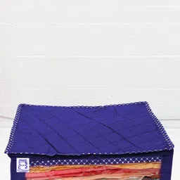 atorakushon 2 Pieces Blue Textured Saree & Blouse Wardrobe Organizers-image-34
