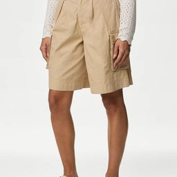 Marks & Spencer Women High-Rise Pure Cotton Cargo Shorts-image-33