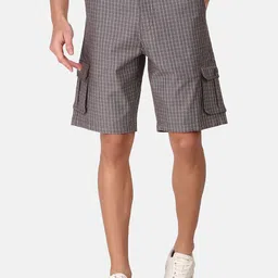 IX IMPRESSION Men Checked Cotton Cargo Shorts-image-97