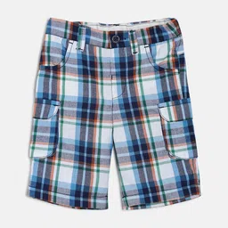 MINI KLUB Boys Navy Blue Checked Regular Fit Regular Shorts-picture-32