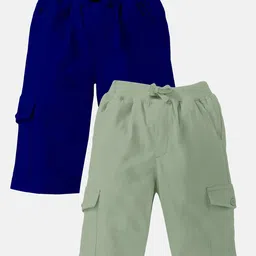 KiddoPanti Boys Pack of 2 Mid-Rise Pure Cotton Cargo Shorts-picture-16