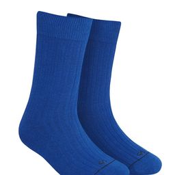 Dynamocks Unisex Blue Solid Calf-Length Anti Bacterial Socks-50