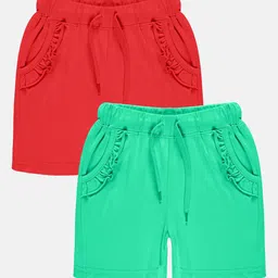 KiddoPanti Girls Pack Of 2 Mid-Rise Pure Cotton Shorts-picture-36