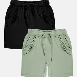 KiddoPanti Girls Pack Of 2 Mid-Rise Pure Cotton Shorts-picture-2