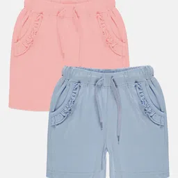 KiddoPanti Girls Pack Of 2 Mid-Rise Pure Cotton Shorts-18