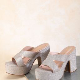 Shezone Rose Gold Textured Block Sandals-8