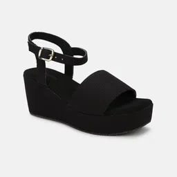 Marc Loire Textured Open Toe Wedges With Buckle Closure image 5