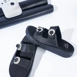 THE WHITE POLE Embellished Party Platform Heels-9