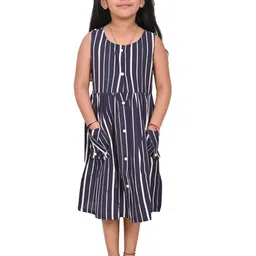 BAESD Girls Striped Gathered Cotton A-Line Dress-image-29