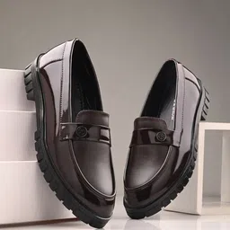 HERE&NOW Men Coffee Brown Formal Penny Loafers-image-64