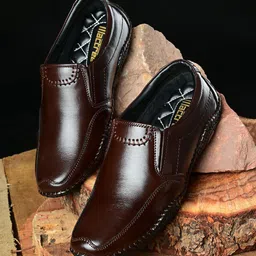 Mactree Men Brown Solid Leather Formal Slip-Ons-image-69