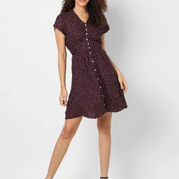 Campus Sutra Brown & White Printed Dress-picture-46