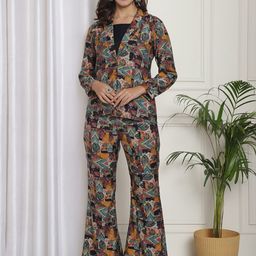 Claura Printed 3-Piece Crop Top With Jacket & Trousers-picture-13