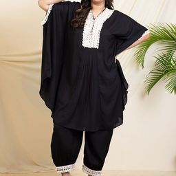 DEEBACO Embellished V-Neck Short Sleeves Kaftan With Trouser-image-56