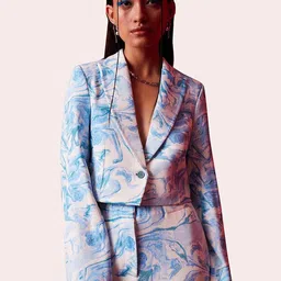Muvazo Abstract Printed Coat With Trousers Co-Ords-picture-3