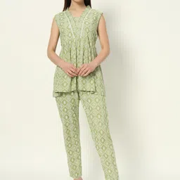 Bachuu Geometric Printed Sleeveless Peplum Top with Trousers Co-Ords-7