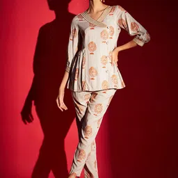 MADHURAM Ethnic Motifs Printed Angrakha Kurta With Trousers-22