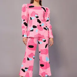 vj fashion Printed Top With Trousers Co-Ords-picture-13