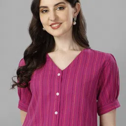 Kinjo Striped V-Neck Top With Skirt-picture-30