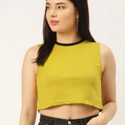 Rodzen Women Mustard Yellow Pure Cotton Slim Fit Pure Cotton T-shirt-image-90