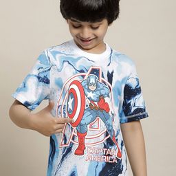 Kids Ville Boys Captain America Printed Round Neck Pure Cotton T-shirt-image-71
