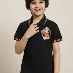 Kids Ville Boys Naruto Printed Polo Collar Pure Cotton T-shirt-picture-53