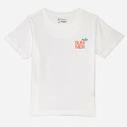 M&H Juniors Boys White Typography Printed Pure Cotton T-shirt-image-76