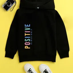 NUSYL Unisex Kids Black Printed Hooded Sweatshirt-image-63