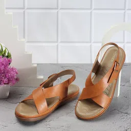 ICONICS Cross Strap Open Toe Flats With Buckles Closure-13