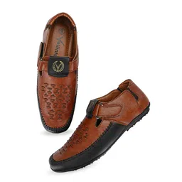 Vellinto Men LYNX Textured Shoe Style Sandals With Velcro Closure-image-31