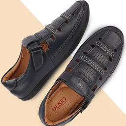 FAUSTO Men Blue PU Comfort Sandals-image-42