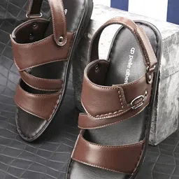 pelle albero Men Textured Leather Comfort Sandals-image-60
