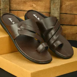 John Karsun Men Brown Solid Comfort Sandals-image-1