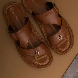 Big Fox Men Tan Solid Slip On Comfort Sandals-image-80