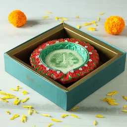 IGP Red & Green Diya With Glitter And Stone Work-22