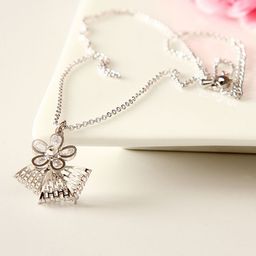 IGP Silver Zircon Studded Pendant With Chain Set-image-43