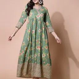 LARGISH Floral Printed V-Neck Wrap Maxi Ethnic Dress-image-28