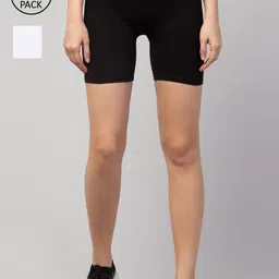 Apraa & Parma Women Black Pack of 3 Slim Fit Cycling Sports Shorts-picture-23