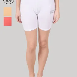 Apraa & Parma Women White Set Of 3 Slim Fit Cycling Sports Shorts-image-82