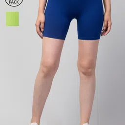 Apraa & Parma Women Fluorescent Green Pack Of 2 Slim Fit Cycling Pure Cotton Sports Shorts-image-73