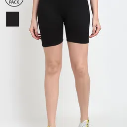 GRACIT Women Pack of 2 Black Skinny Fit Biker Shorts-picture-57