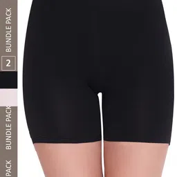 PLUMBURY Women Pack Of 2 Slim Fit Mid-Rise Sports Shorts-image-26