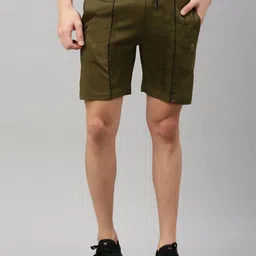 Maniac Men Olive Green Slim Fit Running Sports Shorts-picture-17